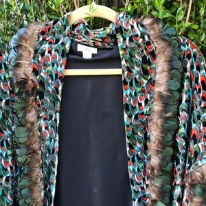 GORGEOUS LULU GUINNESS SHRUG  WITH FEATHER TRIM!